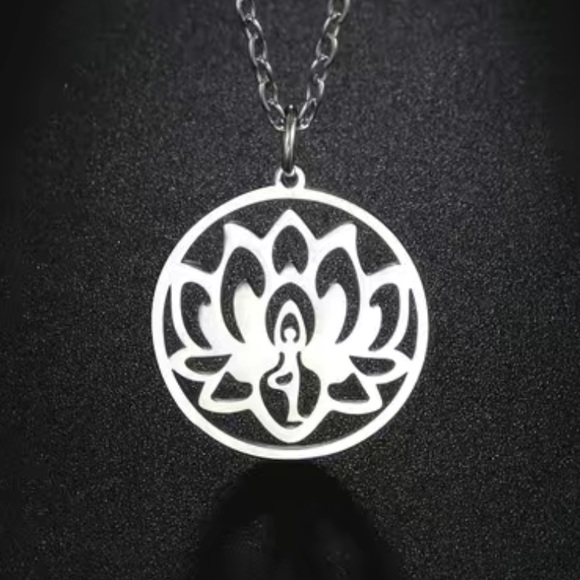 Stainless steel yoga lotus Necklace - Picture 5 of 5